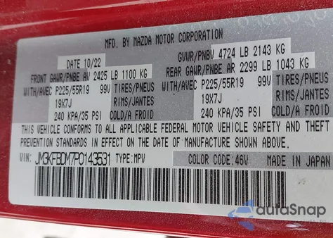 2023 Mazda Cx-5 2.5 S Premium z USA, uszkodzony, nr VIN JM3KFBDM7P0143531